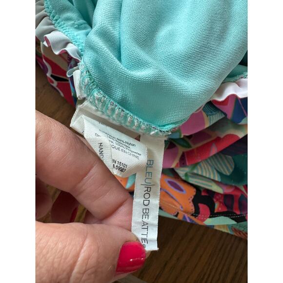 Bleu Rod Beattie, ruffles off shoulder, one piece swim multicolored - Picture 5 of 6